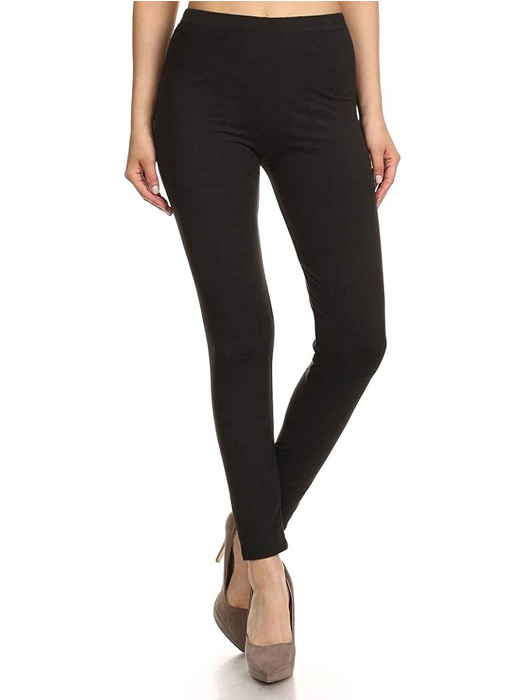 

Jaanvi Women Slim Fit Combed Cotton Ankle Length Leggings, Black