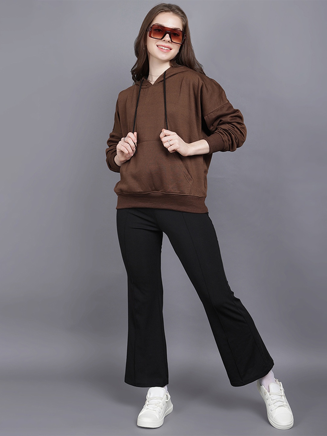 

Wear Your Opinion Women Hooded Long Sleeves Sweatshirt, Coffee brown