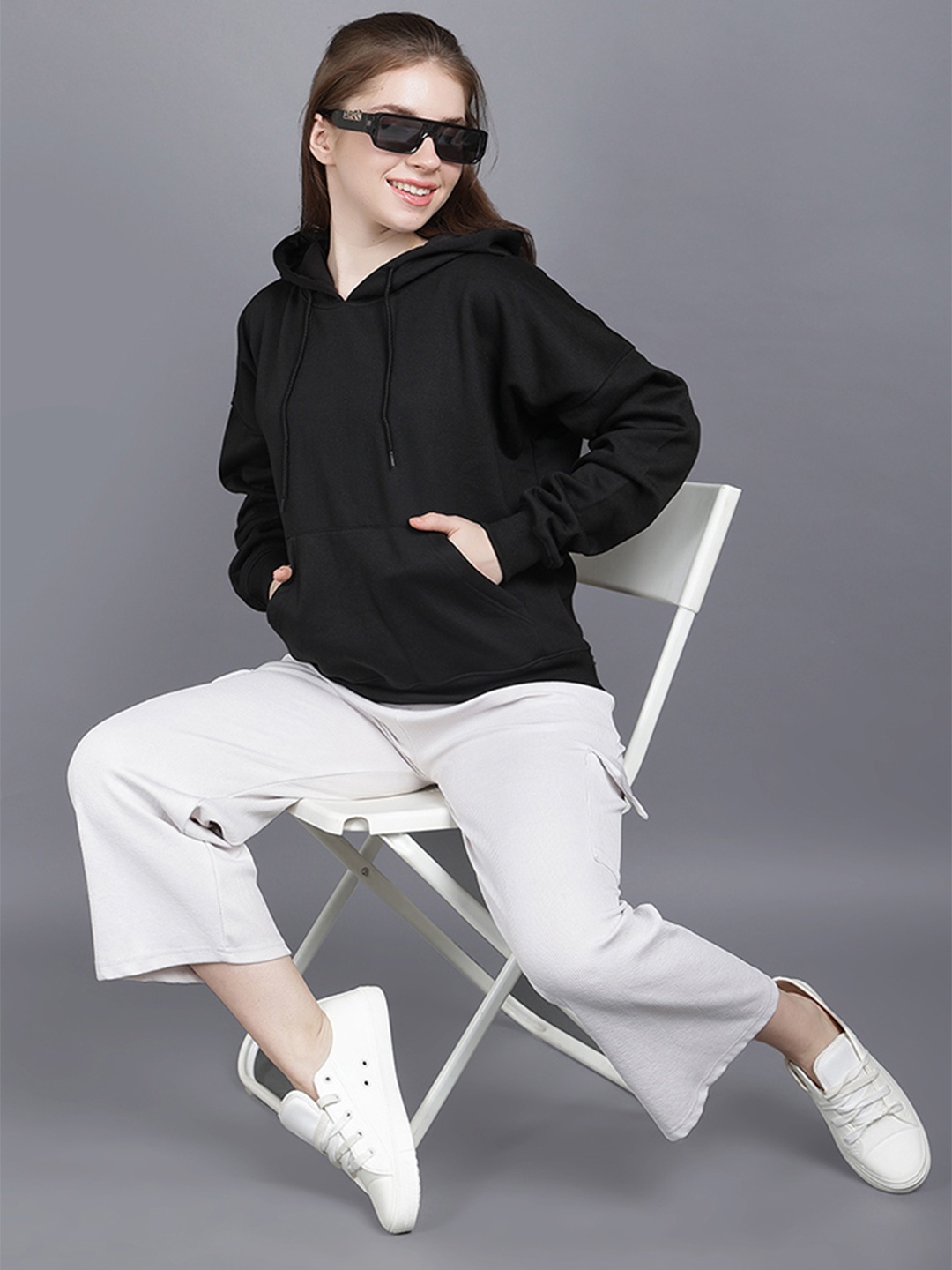 

Wear Your Opinion Women Hooded Pullover Sweatshirt, Black