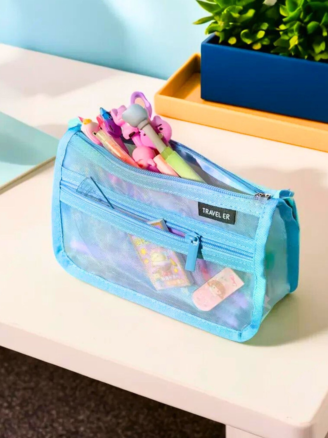 

Tinker Squad Blue Mesh Transparent Travel Organizer Kids Stationery