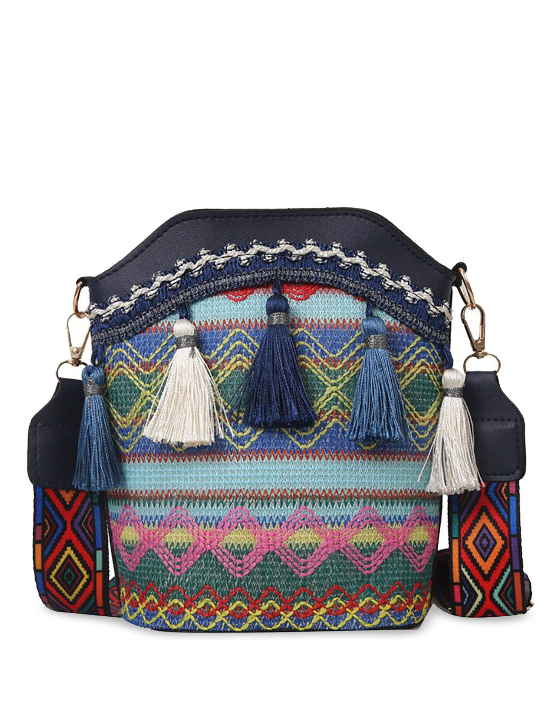

StyleCast x Revolte Printed PU Bucket Handheld Bag, Blue