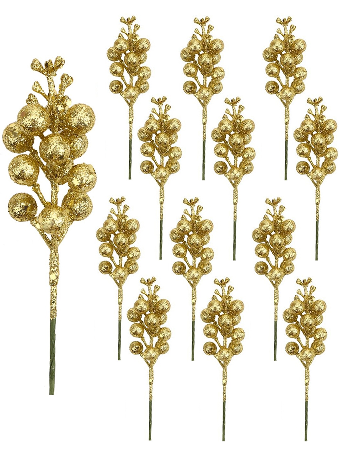 

TIED RIBBONS 12-Pcs Gold Christmas Artificial Berries Stem