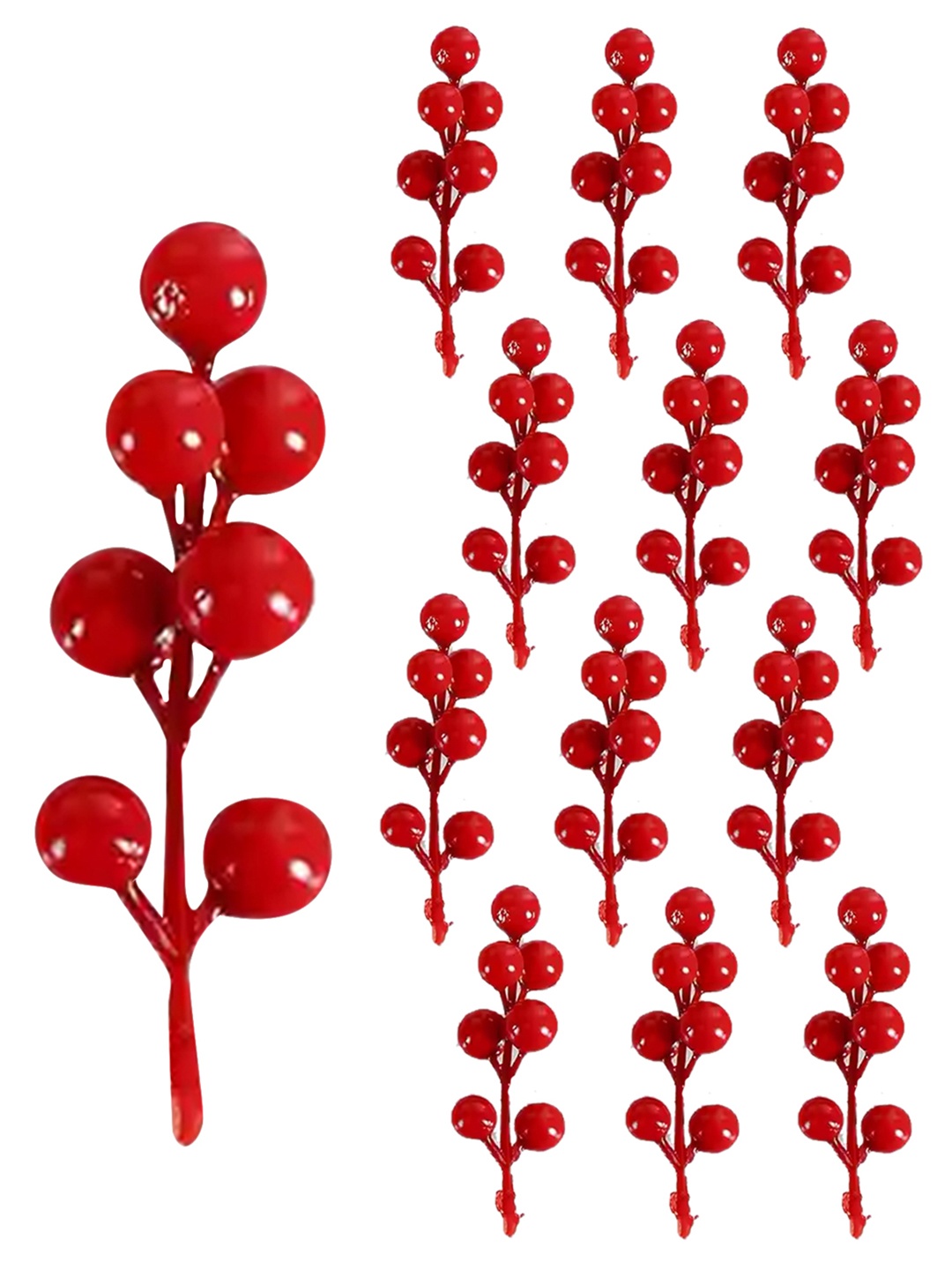 

TIED RIBBONS Set Of 12 Red Christmas Berry Artificial Flower
