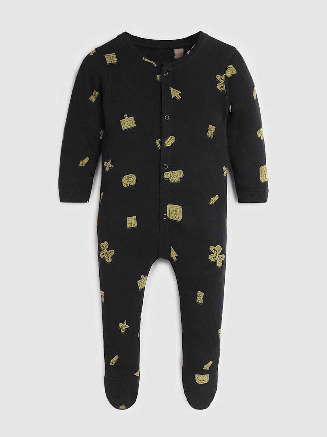 

Somersault Boys Printed Cotton Sleepsuit, Black
