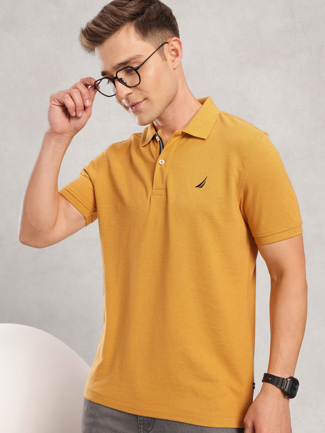 

Nautica Polo Collar Pure Cotton T-shirt, Mustard