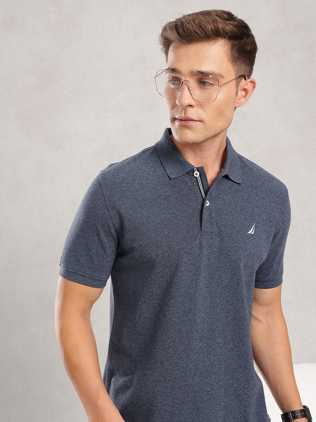 

Nautica Polo Collar Pure Cotton T-shirt, Navy blue