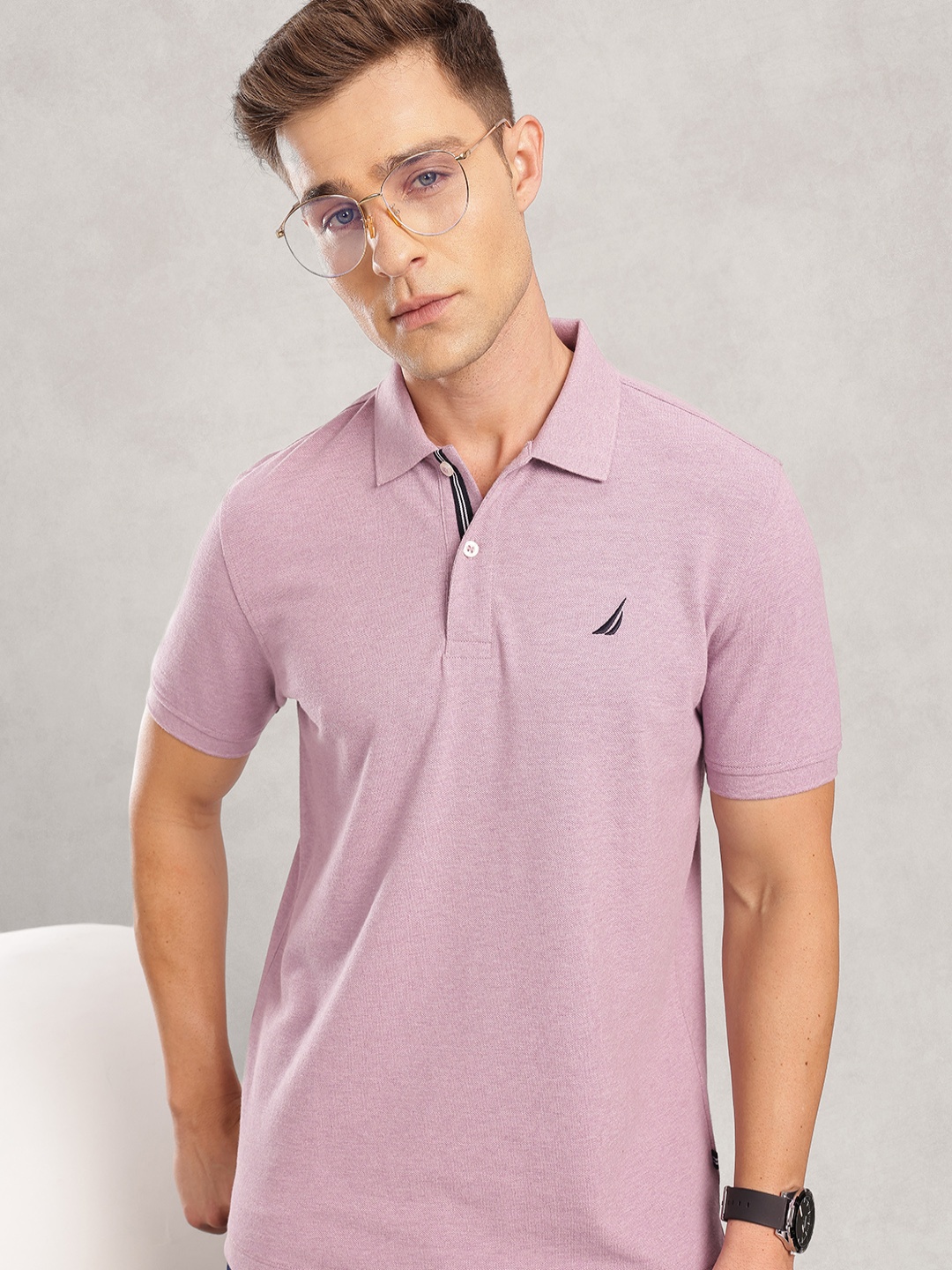 

Nautica Polo Collar Pure Cotton T-shirt, Purple