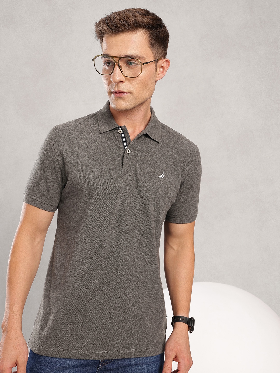 

Nautica Polo Collar Pure Cotton T-shirt, Grey