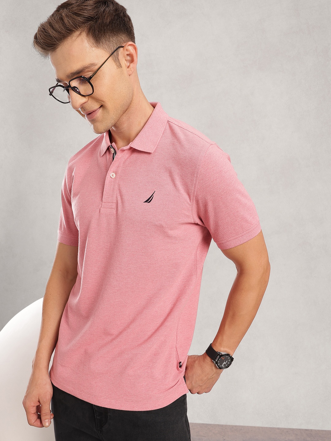 

Nautica Polo Collar Pure Cotton T-shirt, Pink