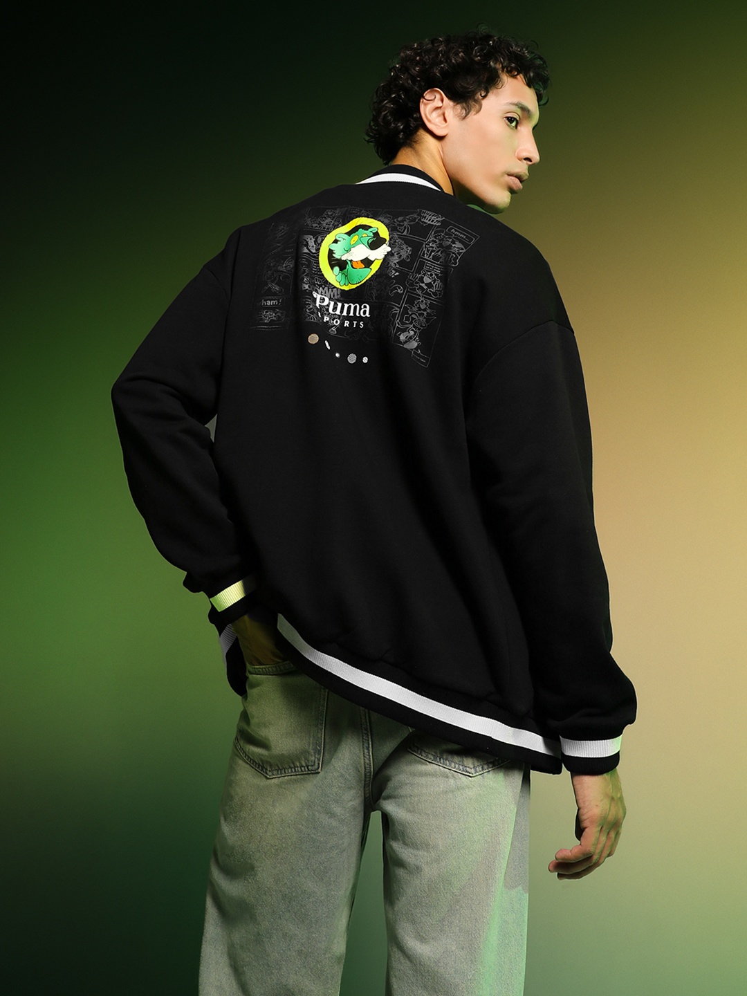 

Puma SUPER Men Relaxed Fit Baseball Jacket, Black