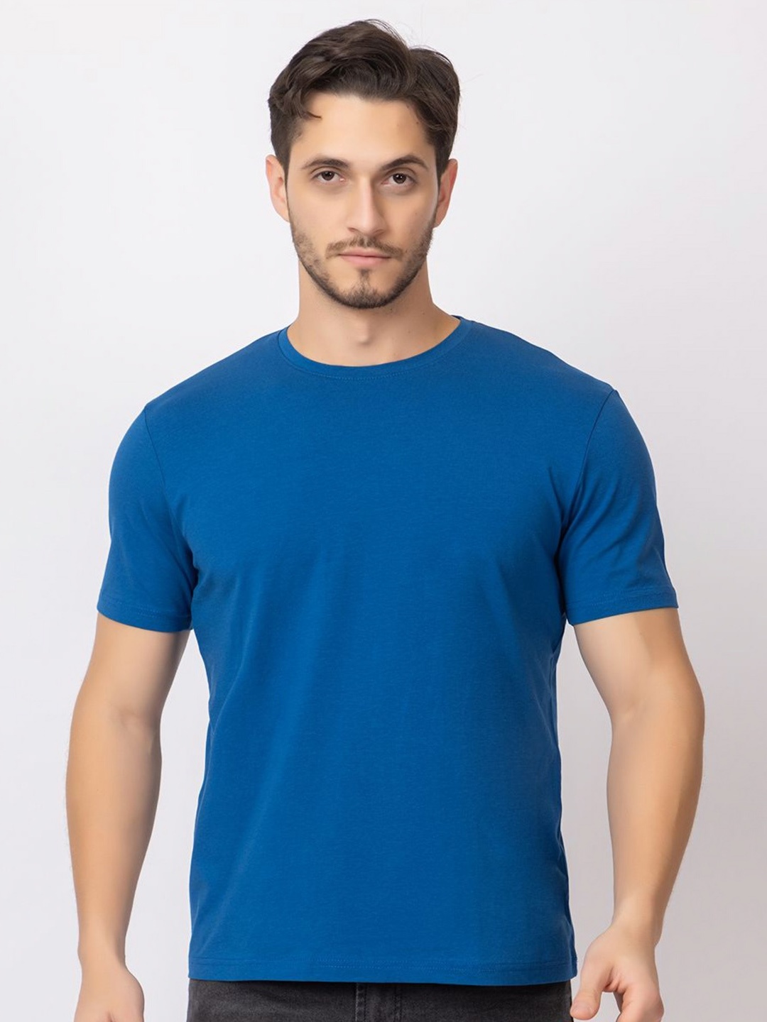 

ARIIX Men Solid Round Neck Cotton T-shirt, Blue