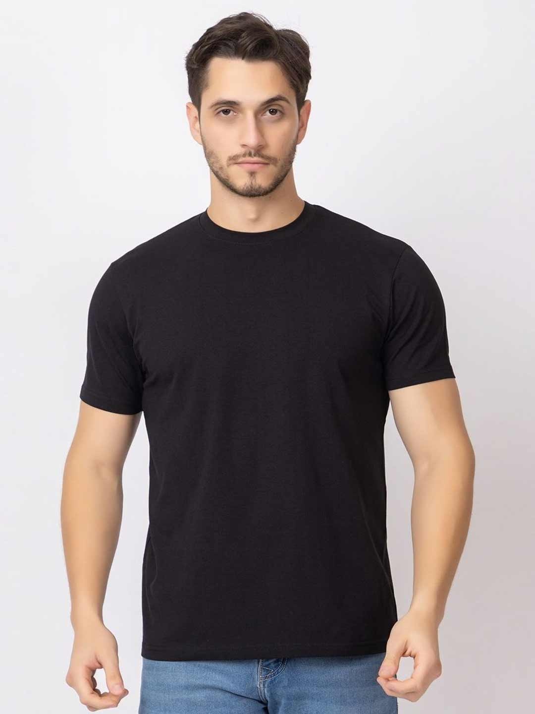 

ARIIX Men Solid Round Neck Cotton T-shirt, Black