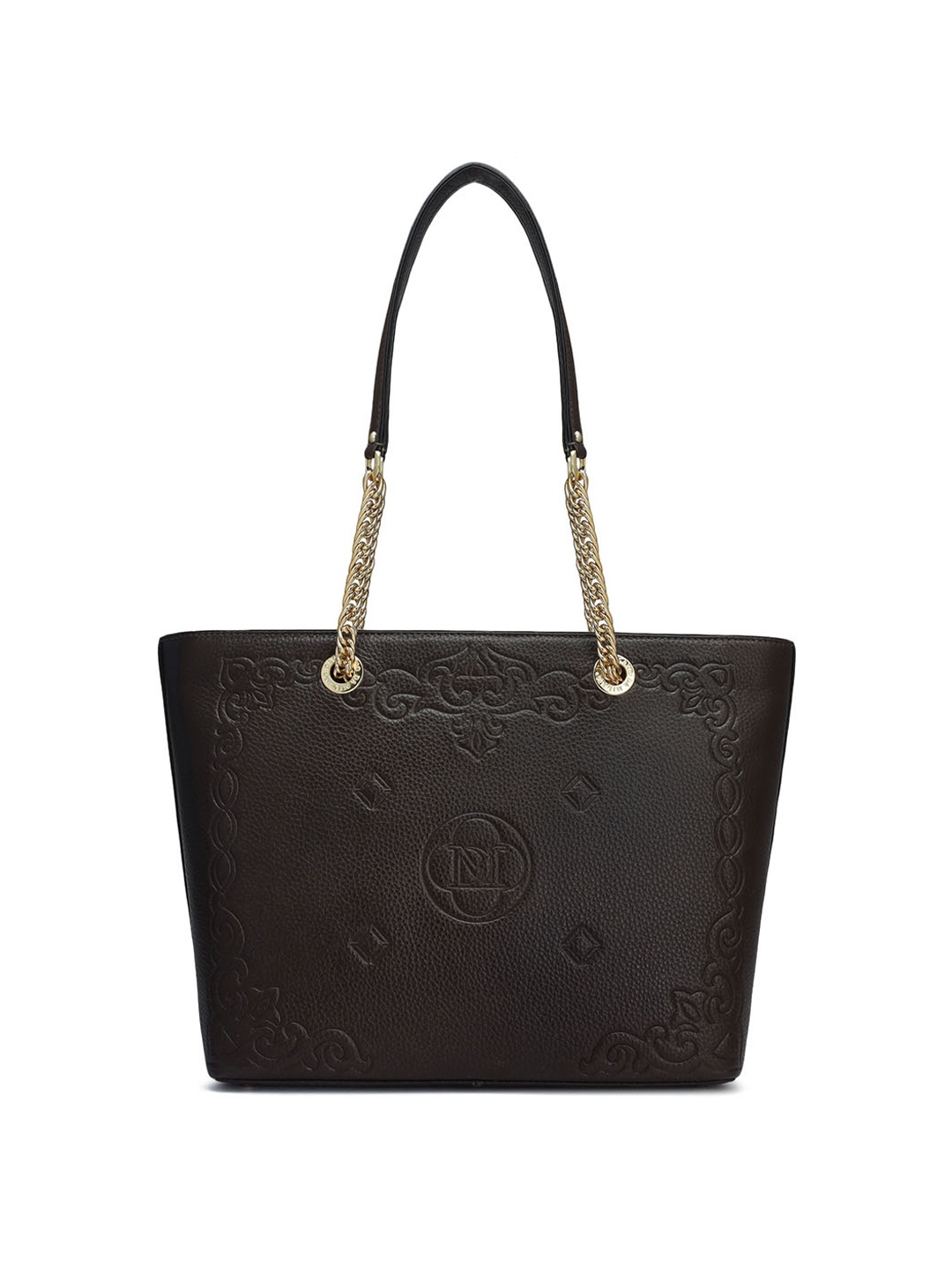 

Da Milano Textured Leather Shopper Tote Bag, Brown