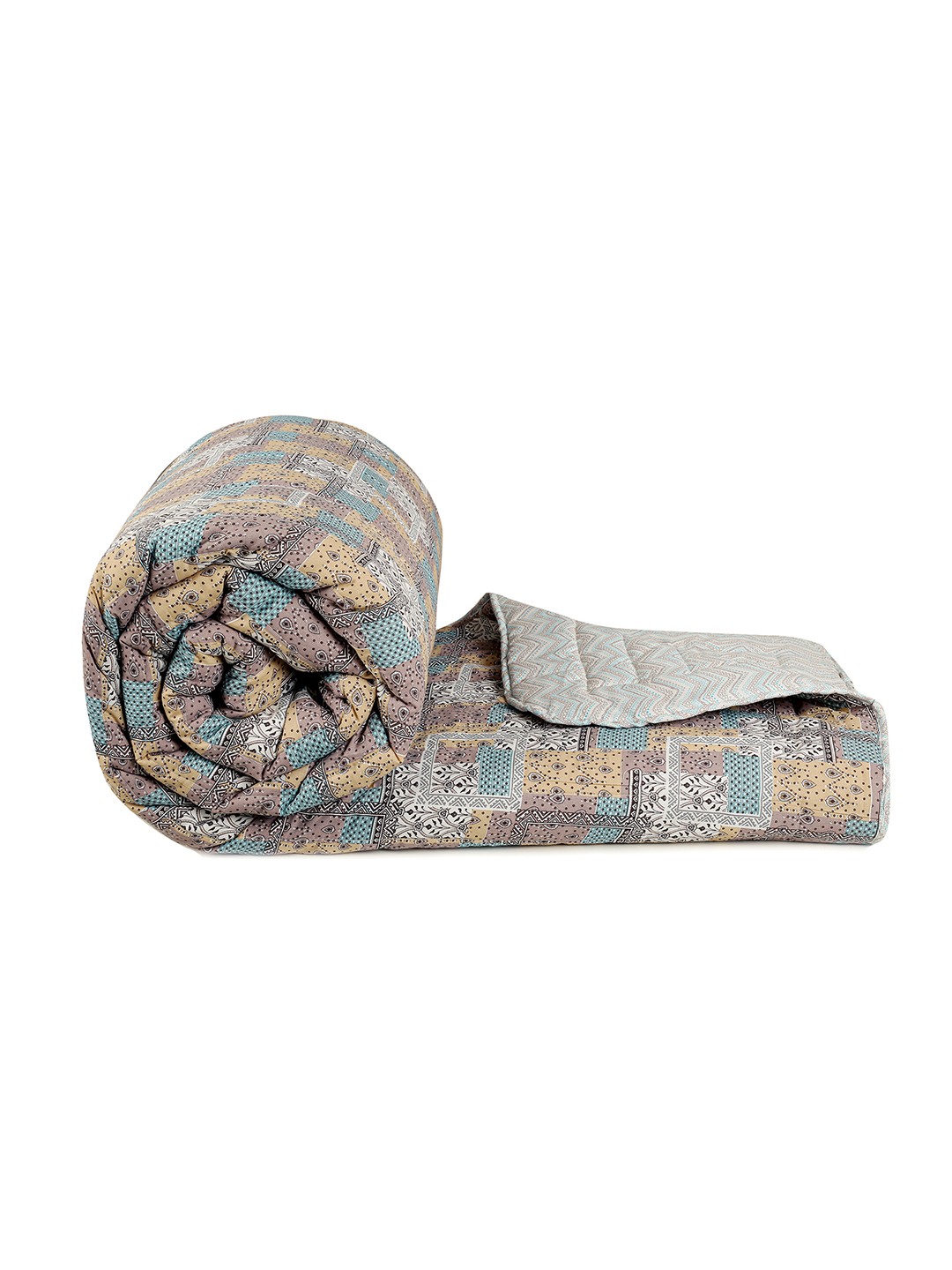 

bsb home Brown & Blue Ethnic Motifs AC Room 400 GSM Double Bed Quilt- 220 x 230 cm