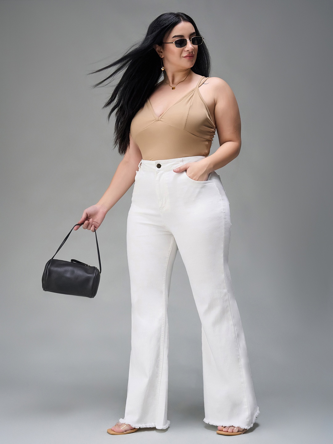 

Miss Chase A+ Women Bootcut High-Rise Stretchable Jeans, White