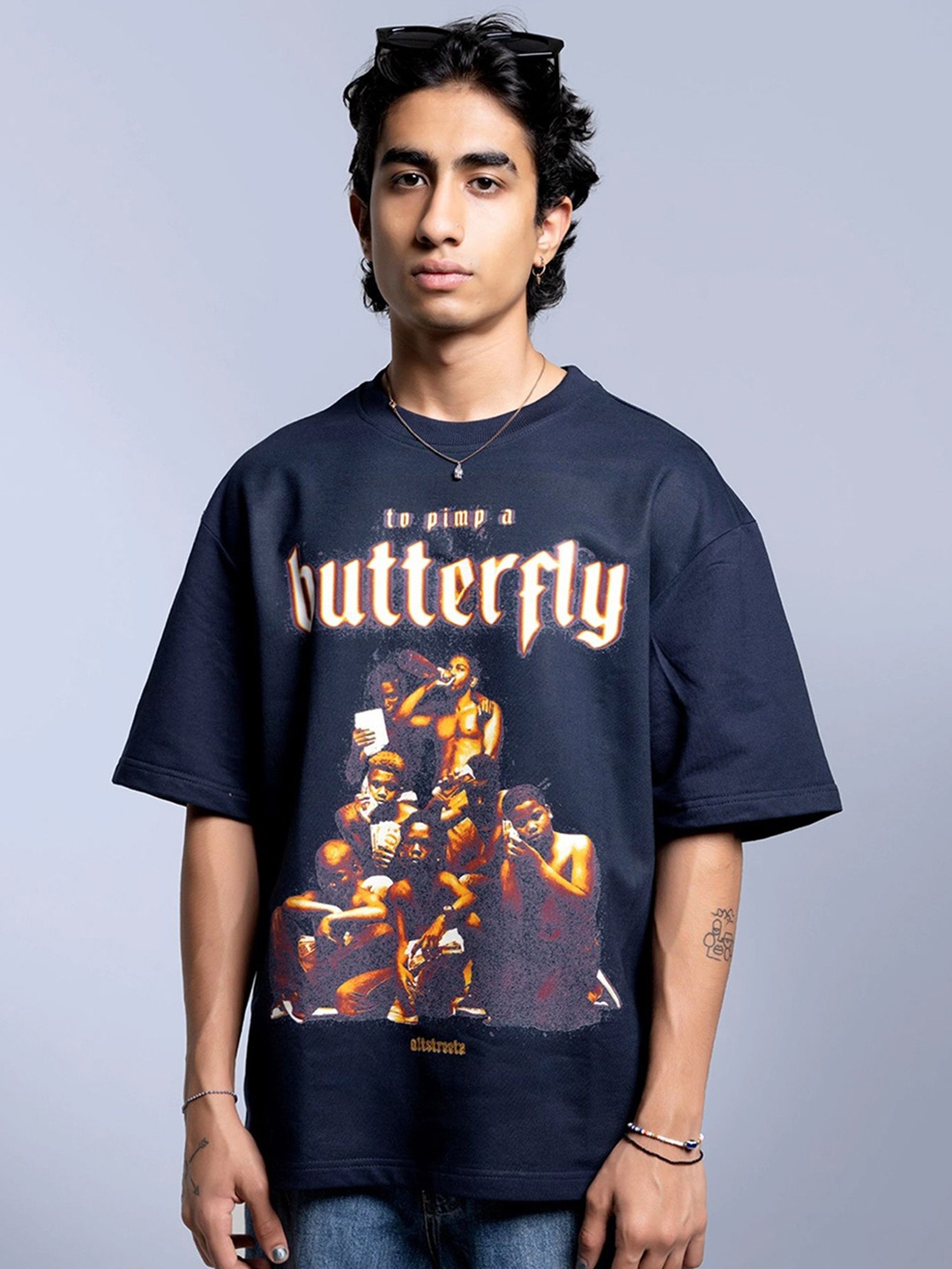 

Altstreetz Men Printed T-shirt, Navy blue