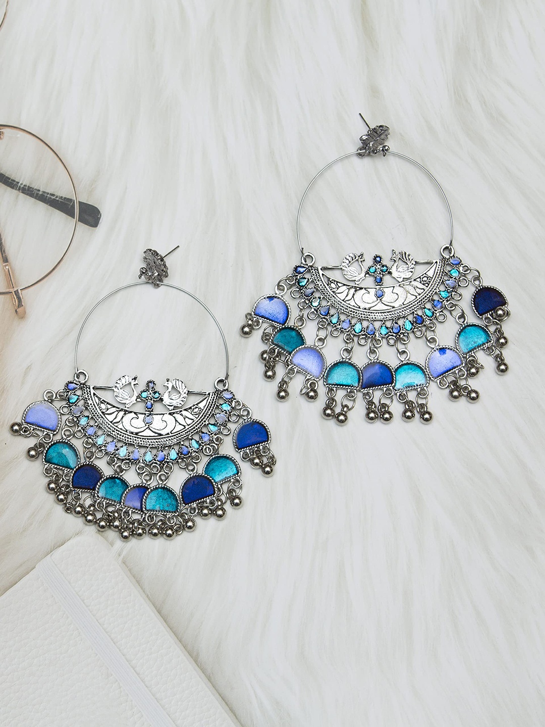 

Styled Diva Contemporary Chandbalis Earrings, Silver