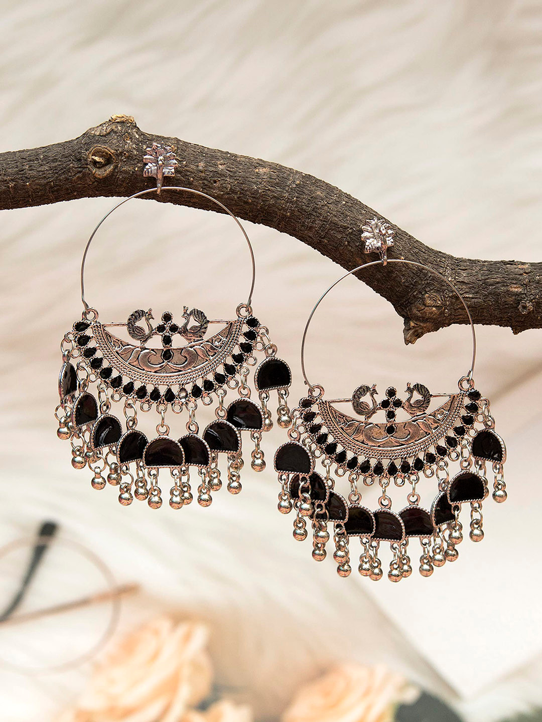 

Styled Diva Contemporary Chandbalis Earrings, Silver