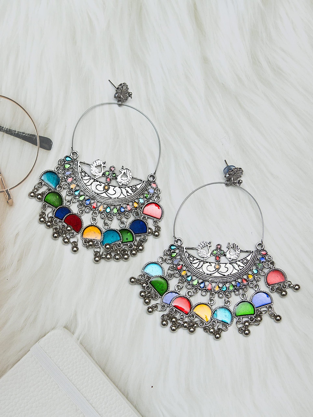 

Styled Diva Contemporary Chandbalis Earrings, Silver