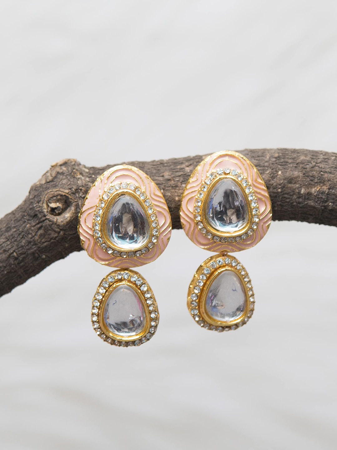 

Styled Diva Contemporary Studs Earrings, Beige