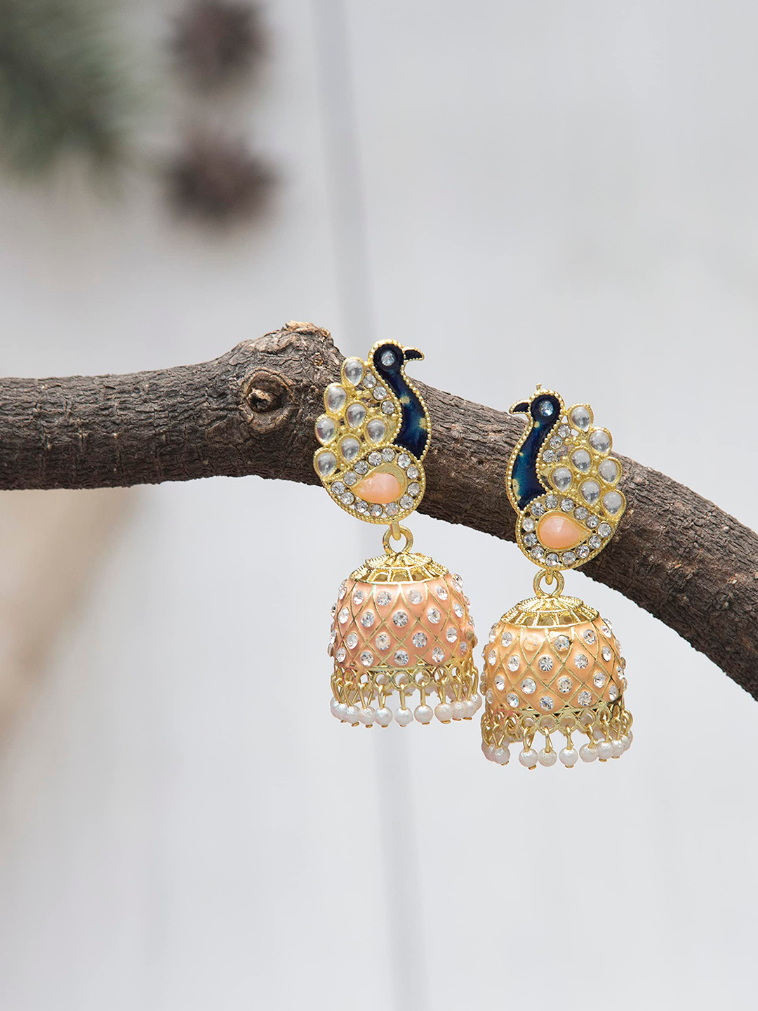 

Styled Diva Contemporary Jhumkas Earrings, Orange
