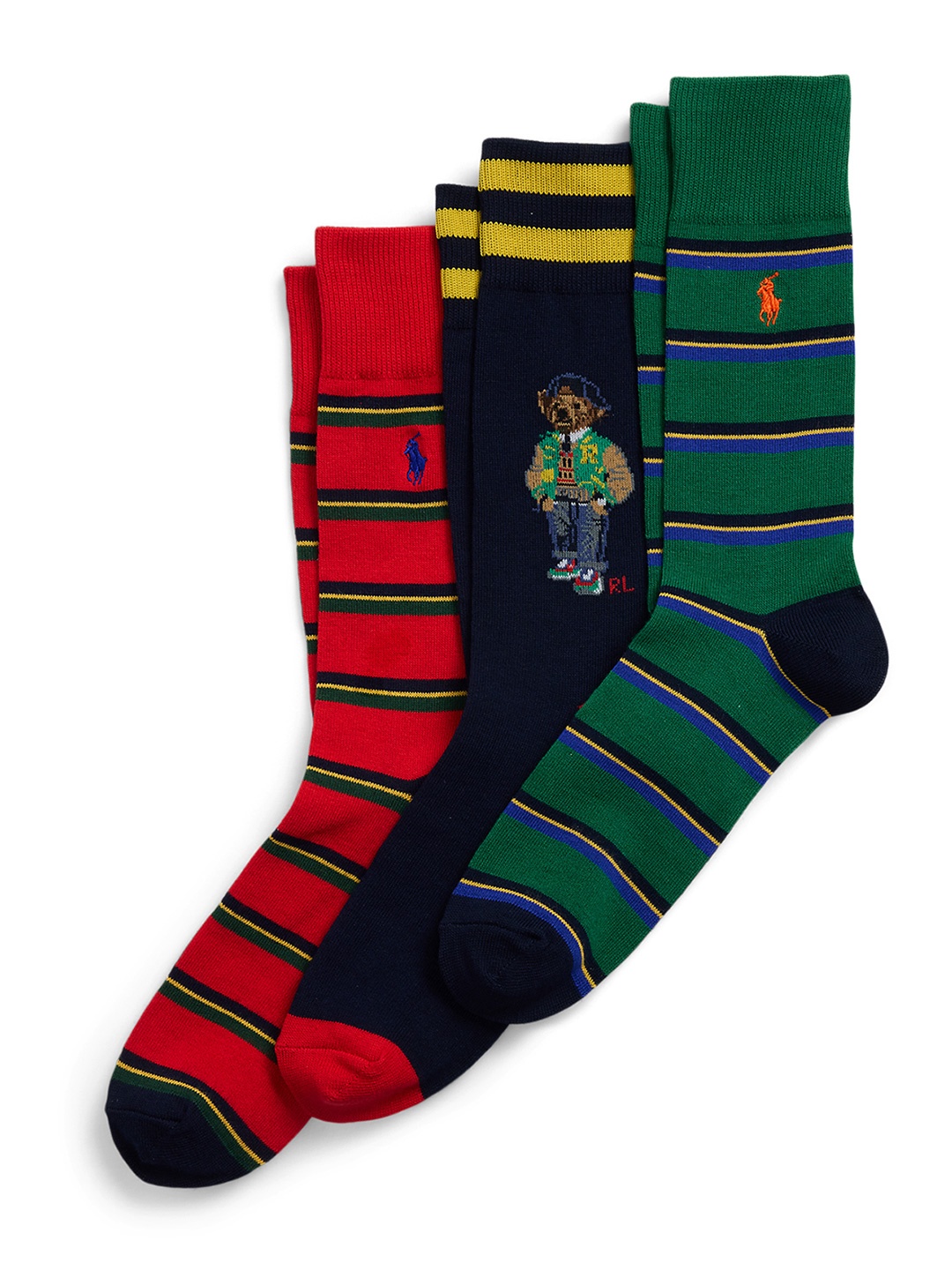 

Polo Ralph Lauren Men Pack Of 3 Patterned Cotton Calf Length Socks, Red