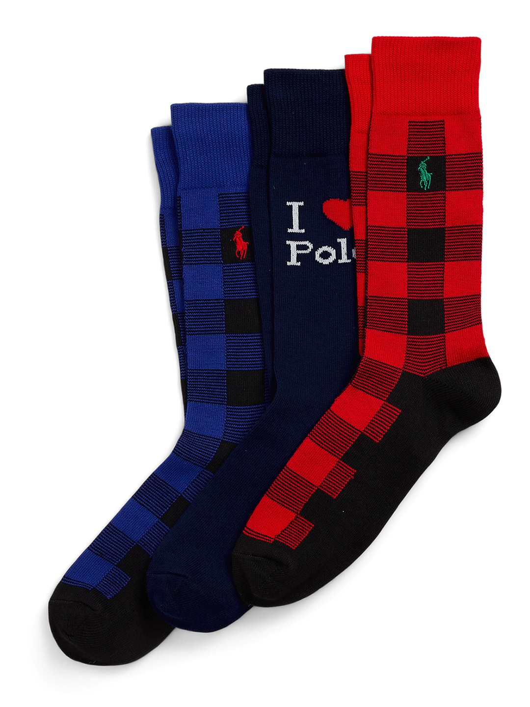 

Polo Ralph Lauren Men Pack Of 3 Cotton Patterned Calf Length Socks, Blue
