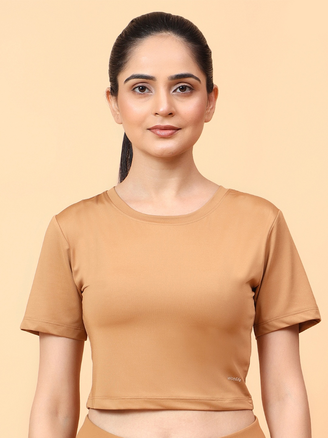 

WiseLife Women Round Neck Top, Brown