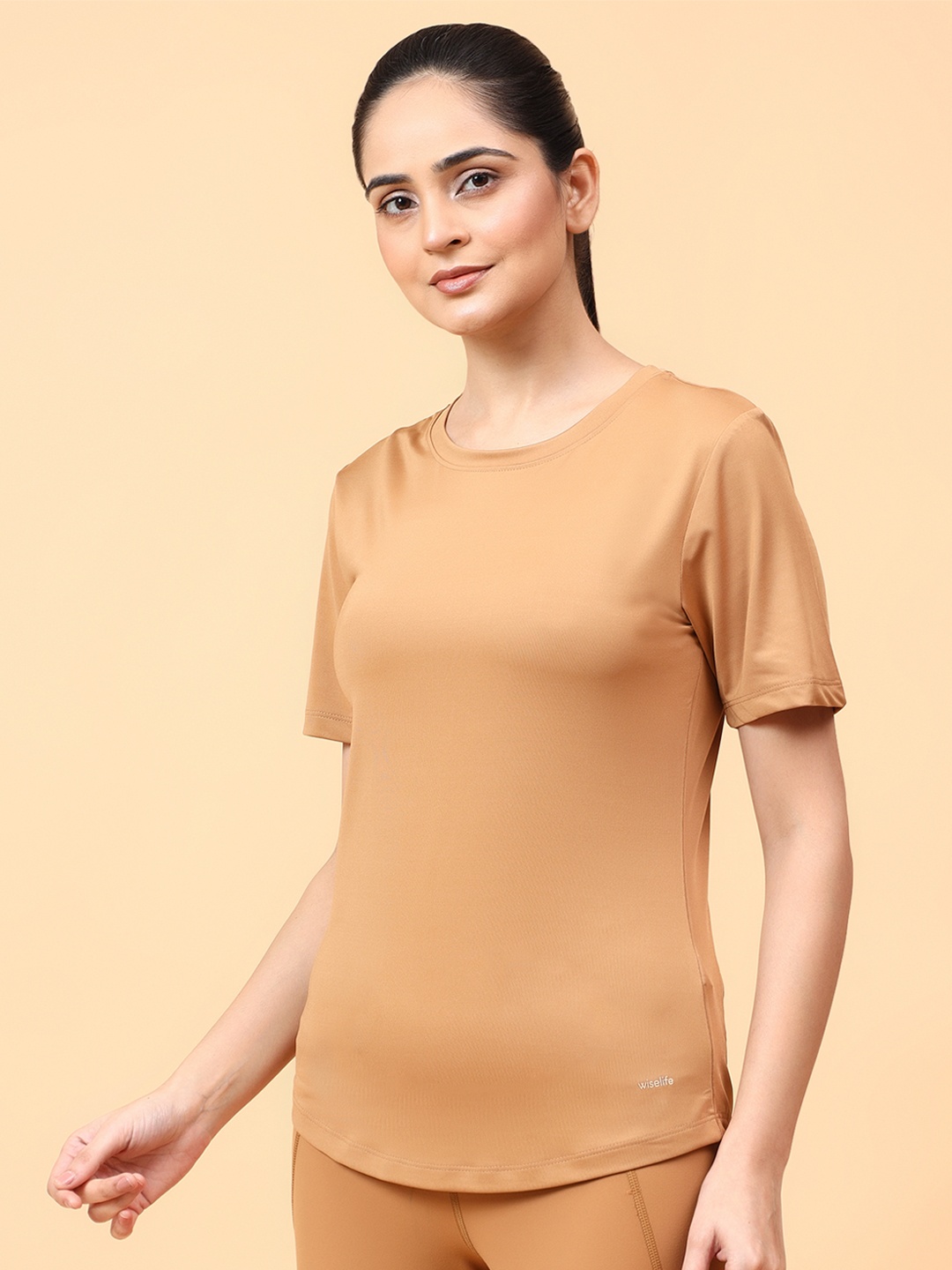 

WiseLife Women Round Neck Top, Brown