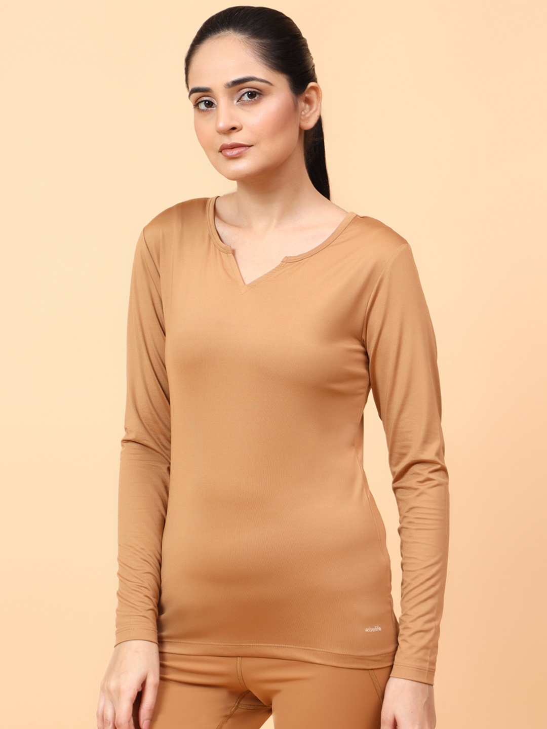 

WiseLife Women V-Neck Regular Top, Brown
