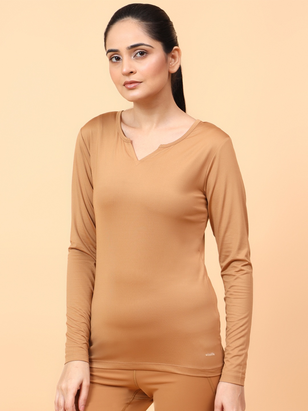 

WiseLife Women V-Neck Regular Top, Brown