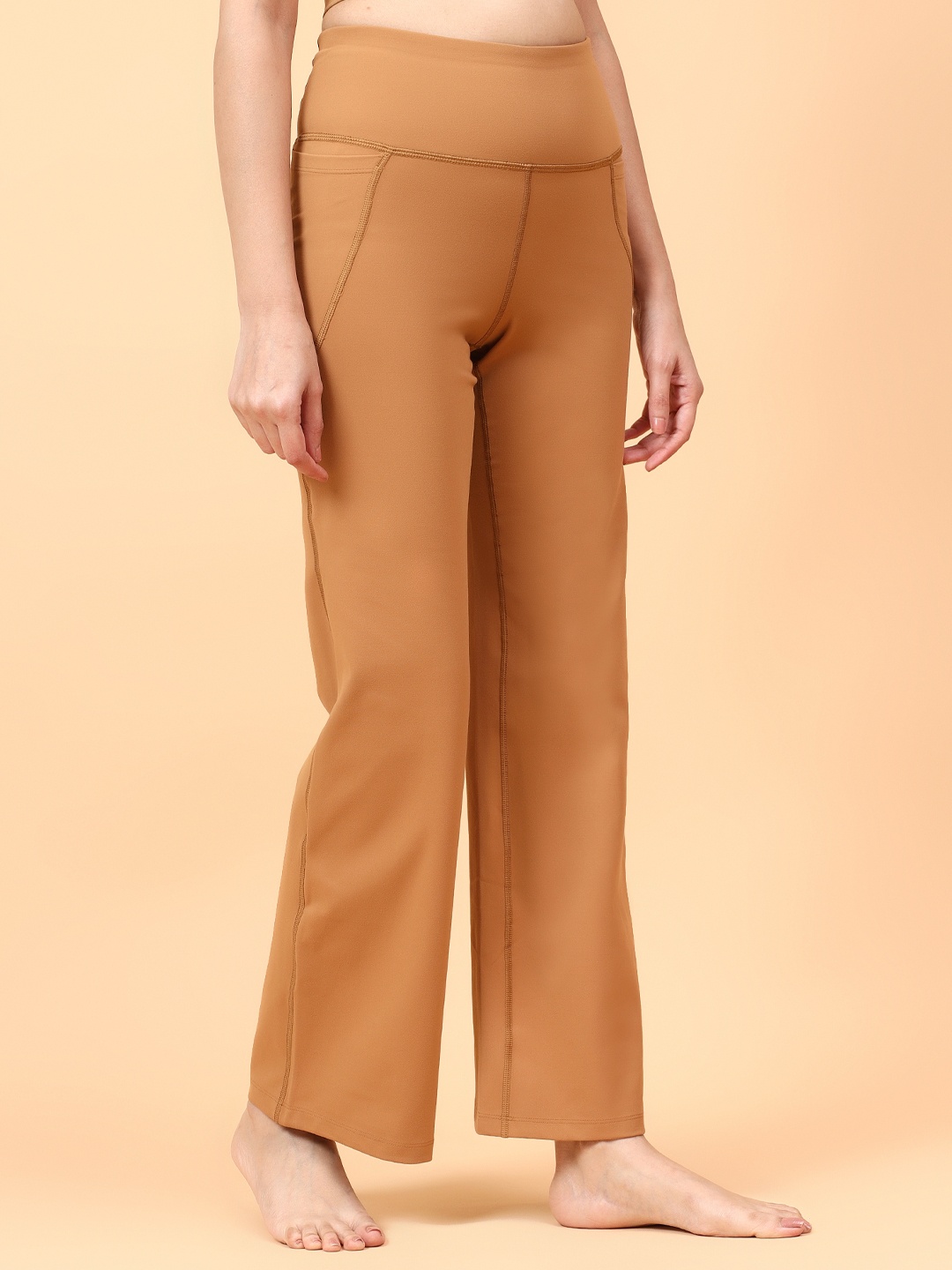 

WiseLife Women High Waist Cropped Flare Yoga Tights, Brown
