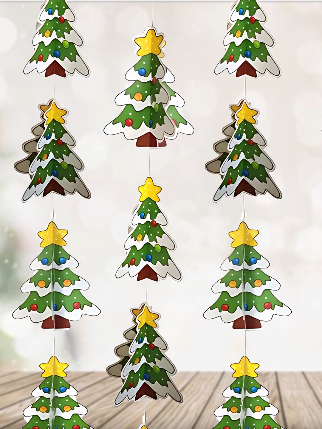 

Special You Green & Yellow Set Of 4 Christmas Decor-Wall Hanging Tree Frill