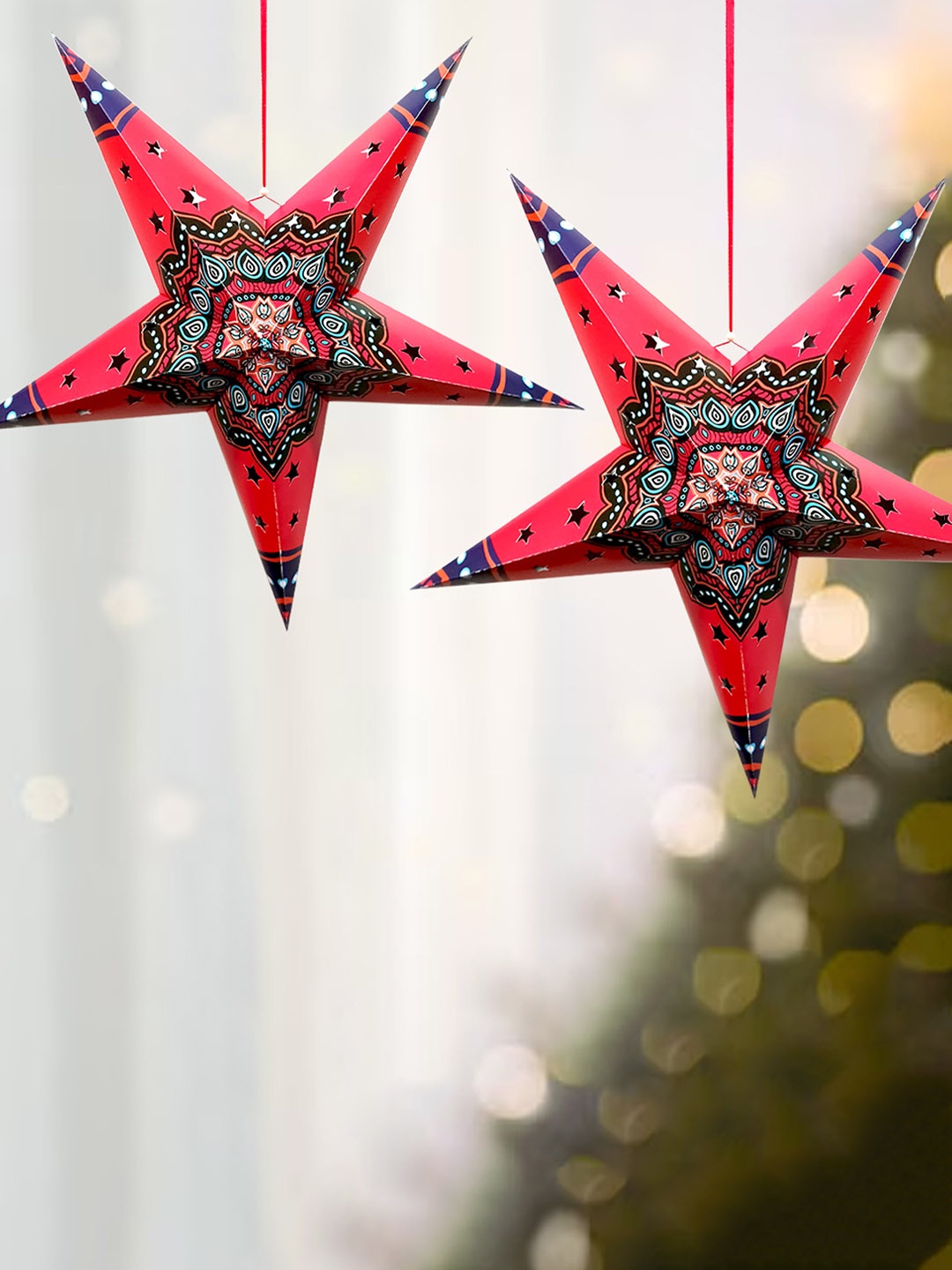 Special You Set Of 2 Star Hanging Festive Decor, Pink