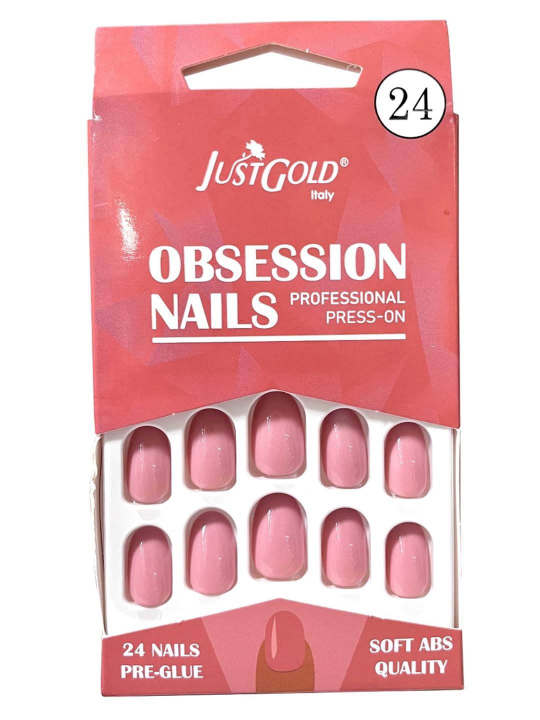 

JUSTGOLD Set Of 24 Professional Obsession Press On Pre Glued Nails - Shade 24, Pink