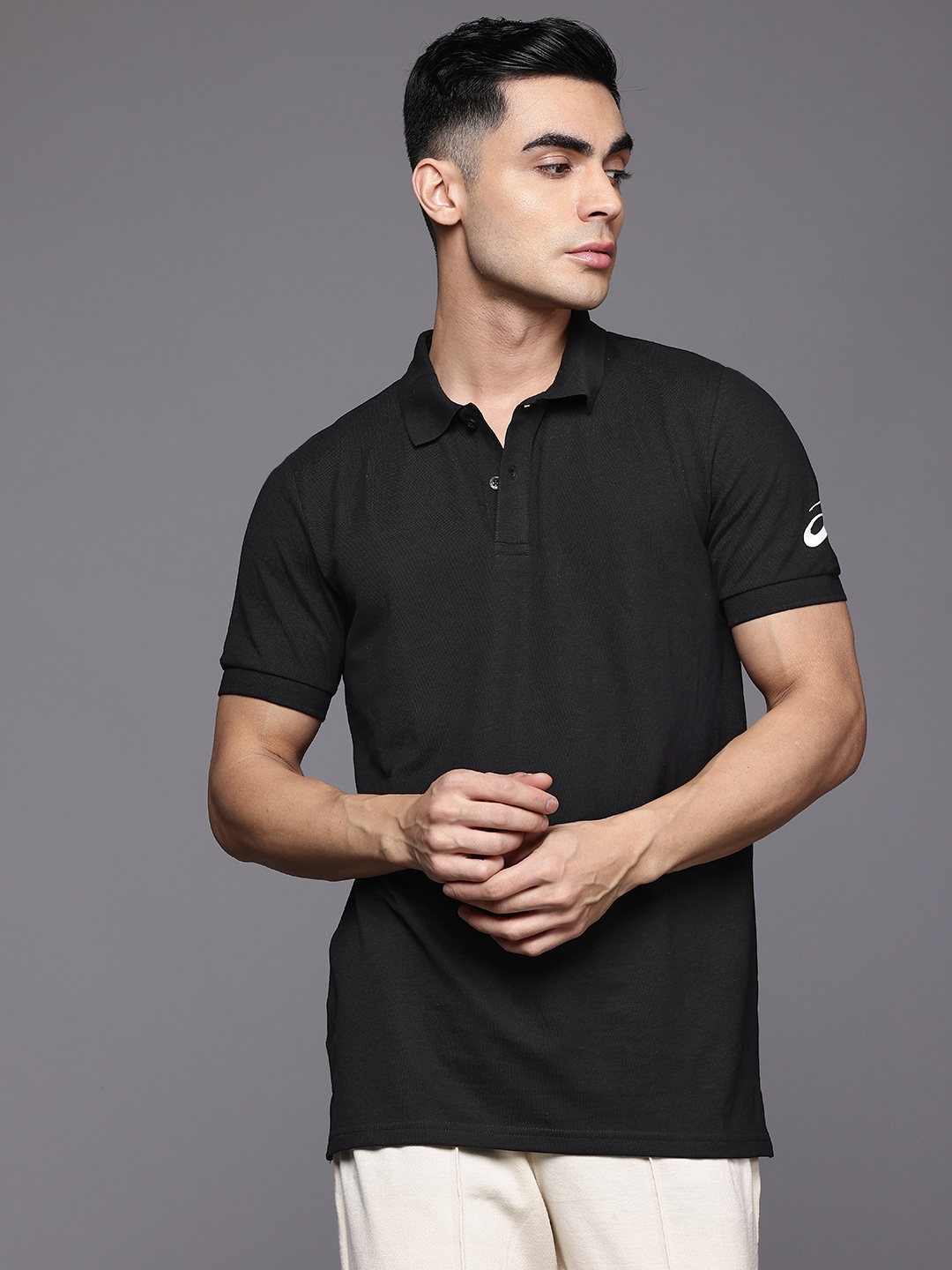

ASICS PIQUE Polo Collar Training T-shirt, Black
