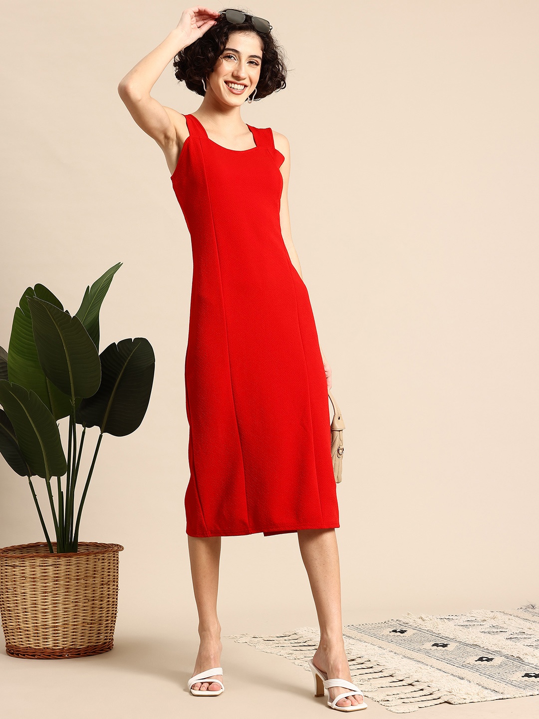 

Mast & Harbour A-Line Midi Dress, Red