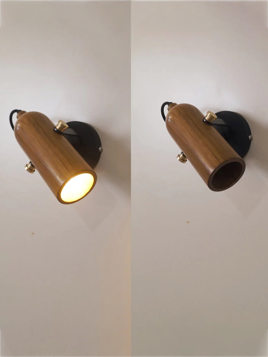 

THE BLACK STEEL Camel Brown & Black Wood Wall Lamp