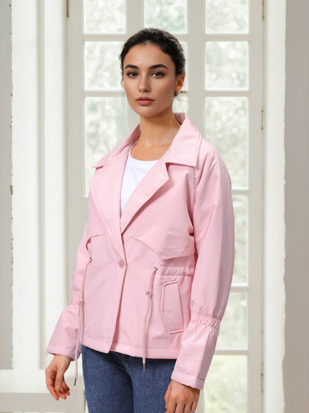

Freehand by The Indian Garage Co Women Single-Breasted Casual Coat, Pink