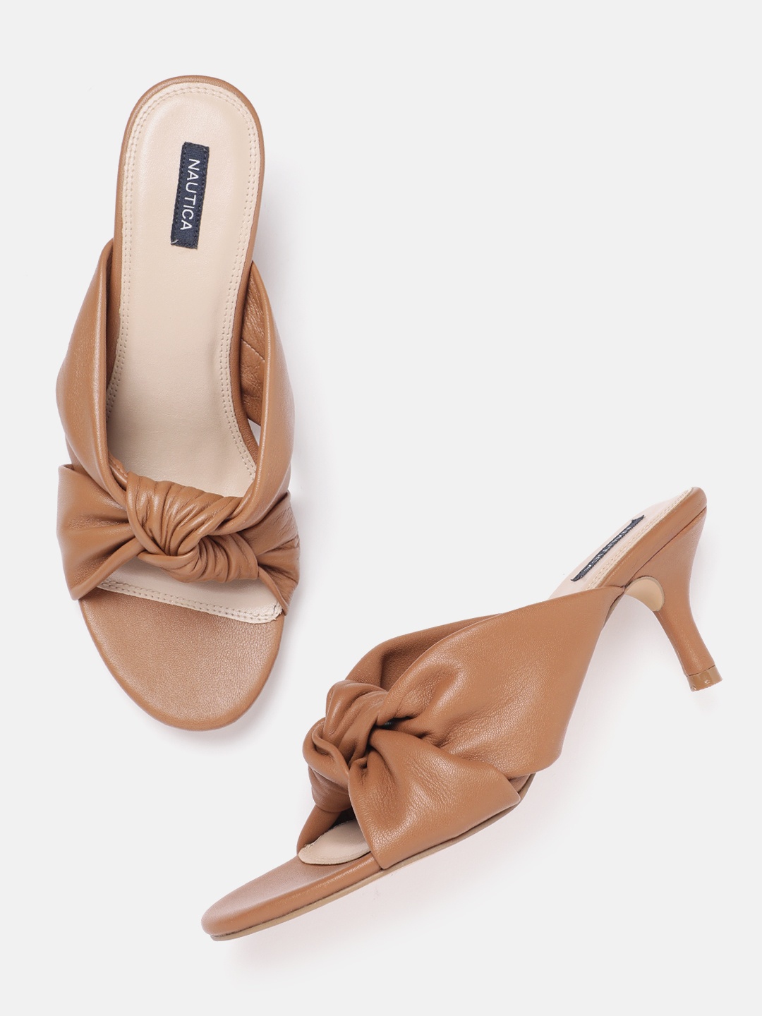 

Nautica Slim Heeled Sandals With Knot Detail, Tan