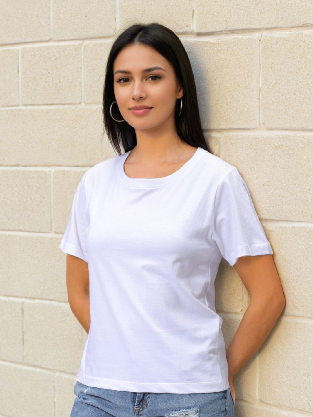 

Freehand by The Indian Garage Co Women Raw Edge T-shirt, White