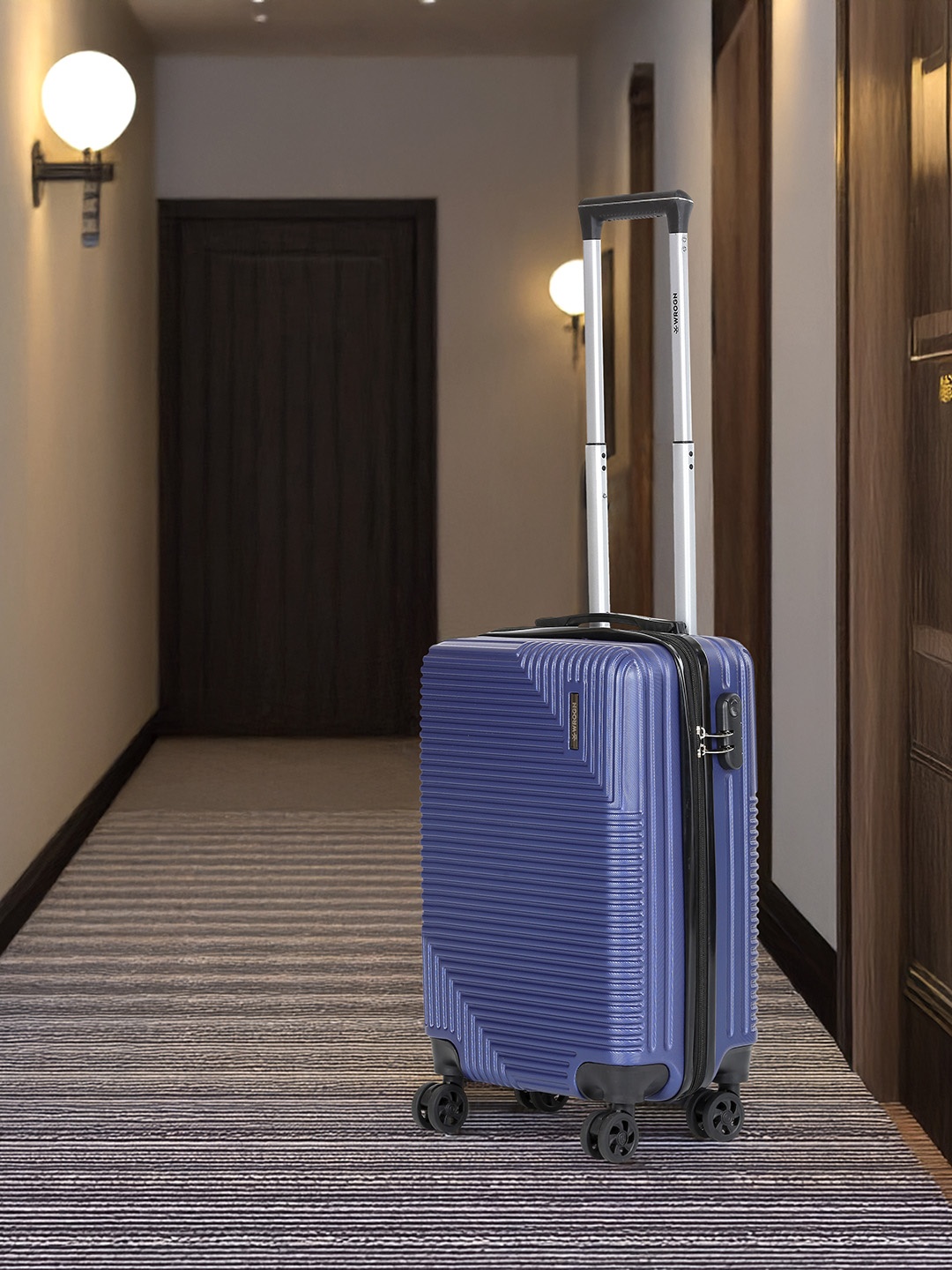 

WROGN Textured Hard-Sided Cabin Trolley Suitcase 35L, Blue