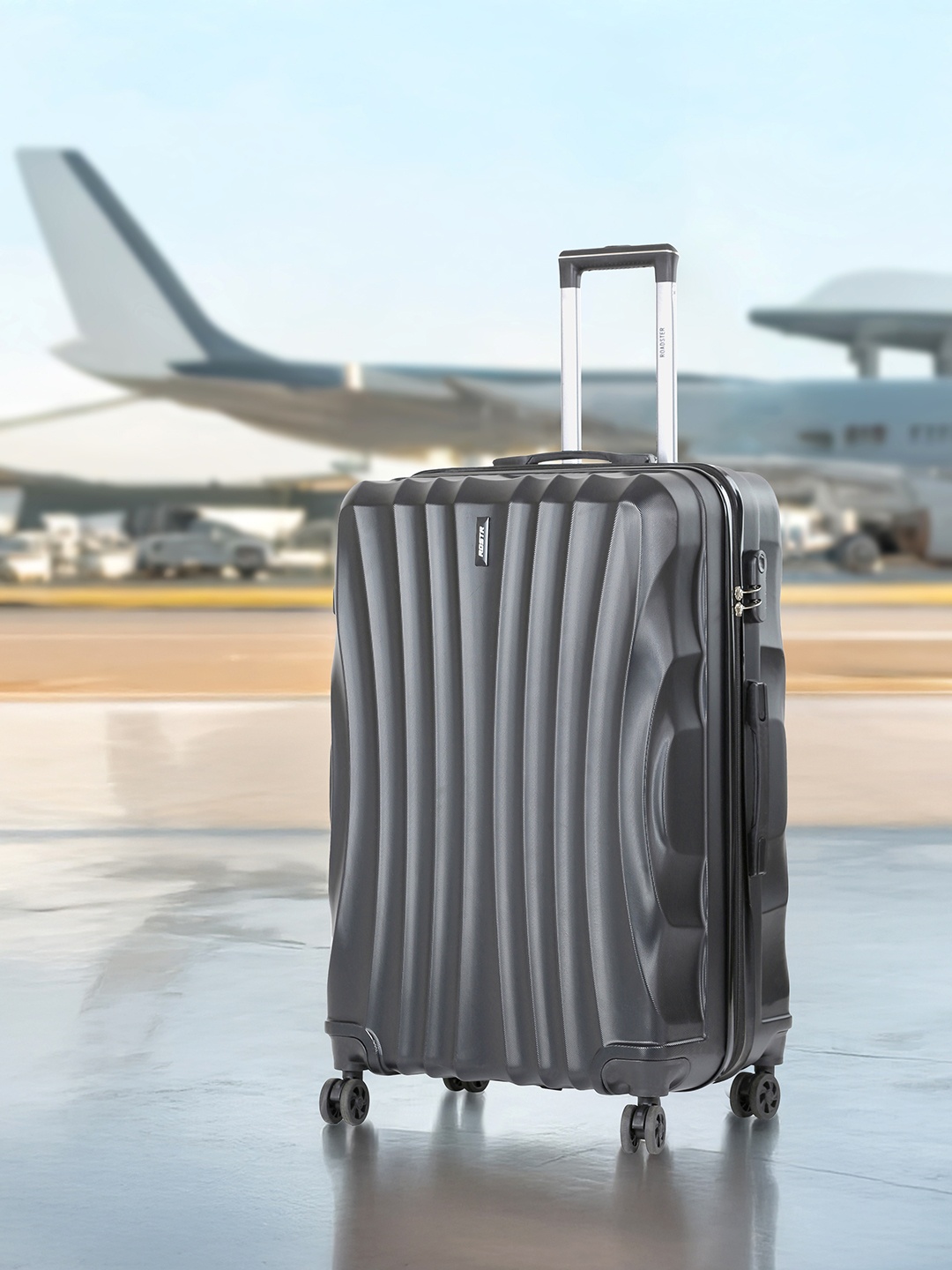 

Roadster Unisex Textured HRD Large Hard Suitcase Trolley Bag- 80.2 L, Black