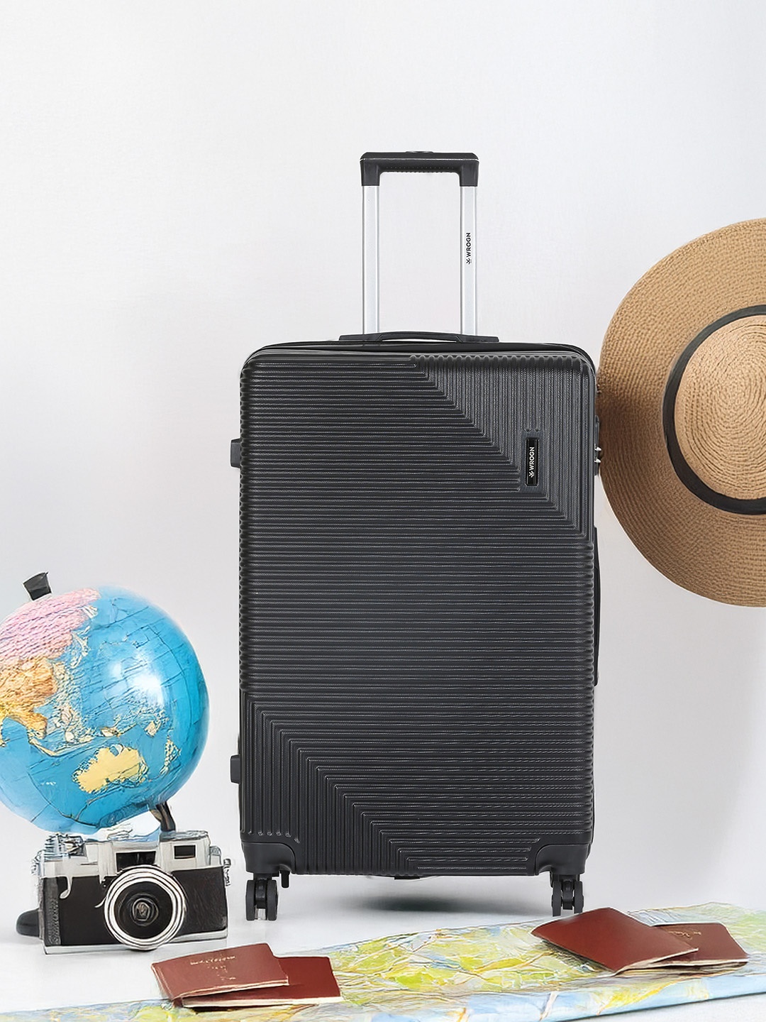 

WROGN Textured Hard-Sided Large Trolley Suitcase 80 L, Black