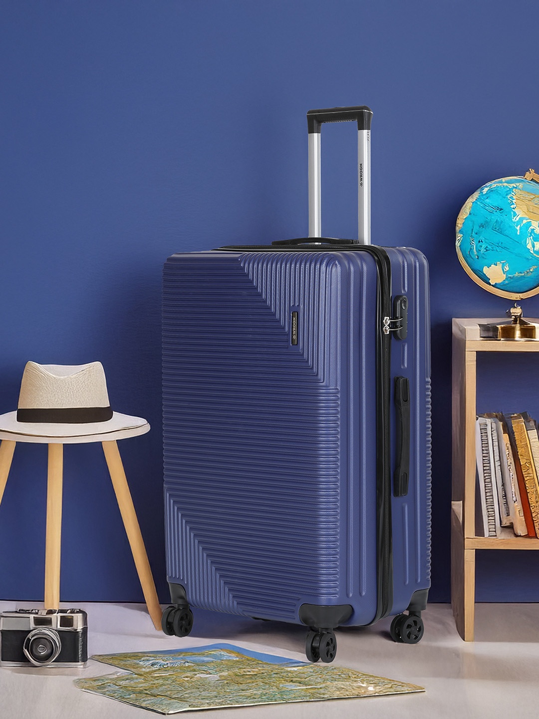 

WROGN Textured Hard-Sided Large Trolley Suitcase 80L, Blue