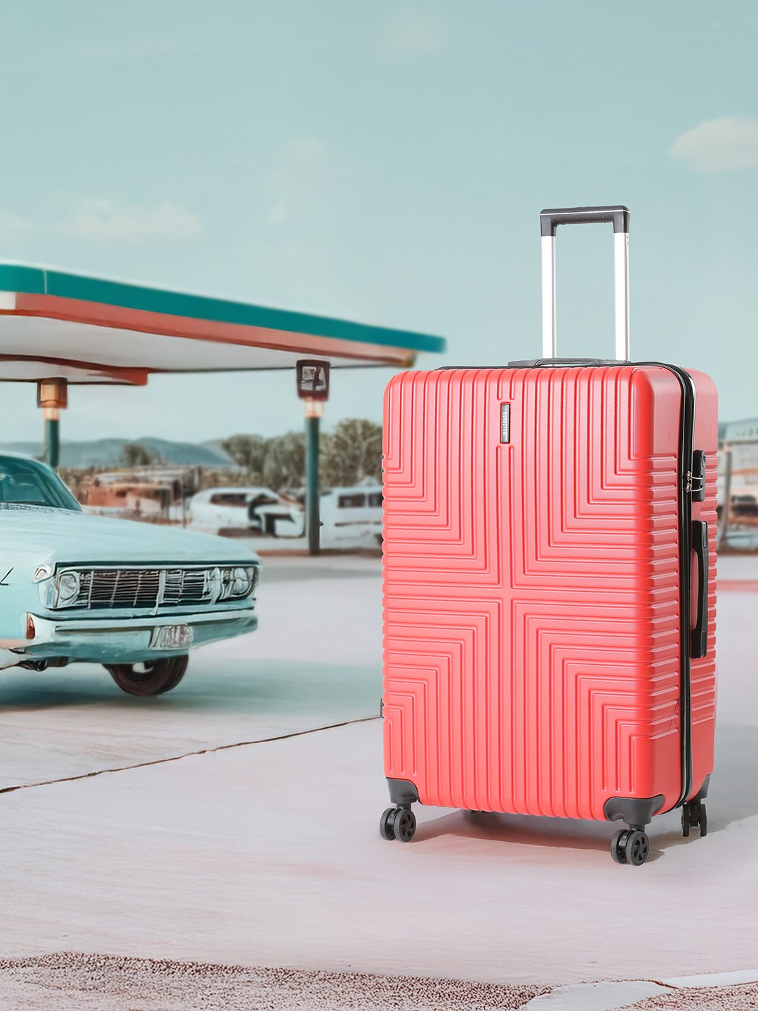 

Roadster Unisex Hard Sided Large Trolley Suitcase, Red
