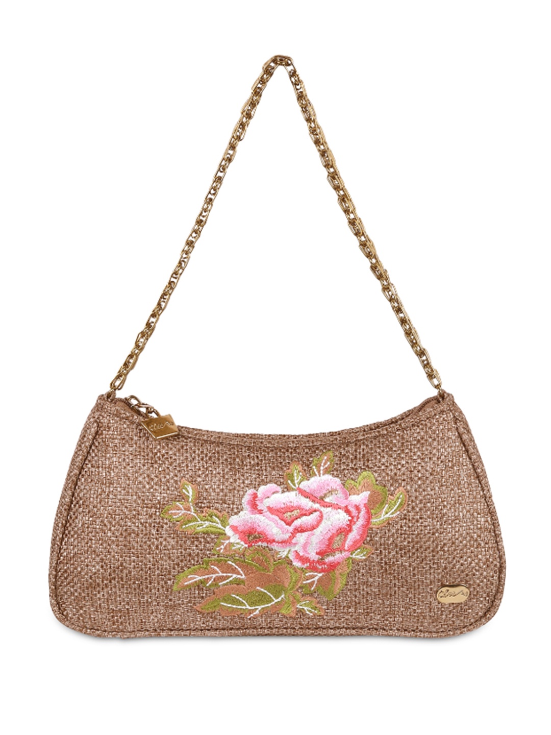 

Cheemo Floral Structured Sling Bag, Gold