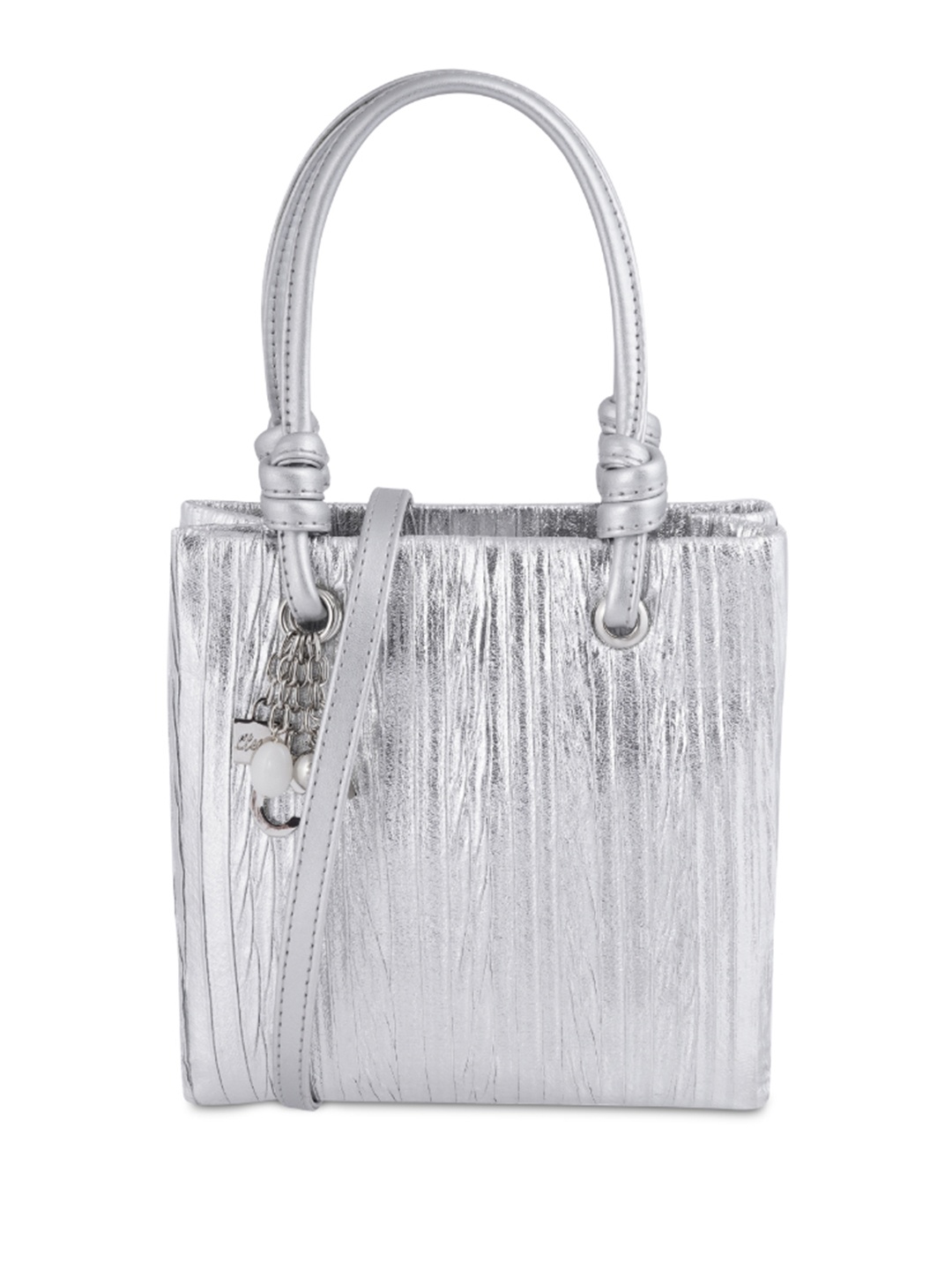 

Cheemo Embellished Structured Sling Bag, Silver