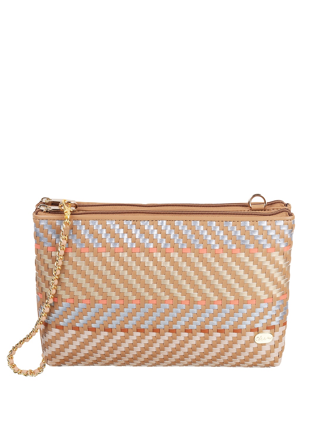 

Cheemo Geometric Textured Swagger Sling Bag, Beige