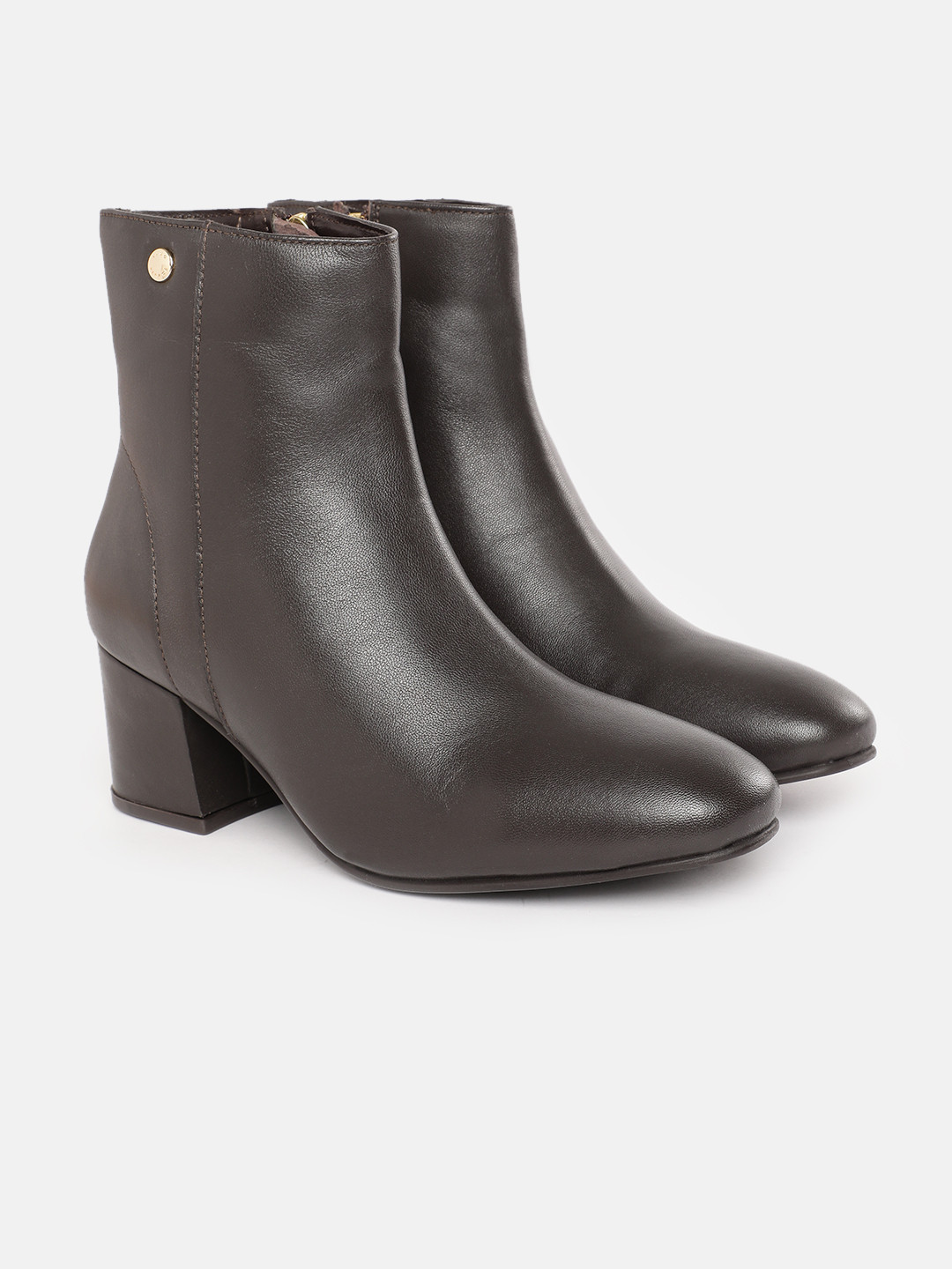 

Lino Perros Women Mid-Top Block Heel Boots with Block Heels, Coffee brown